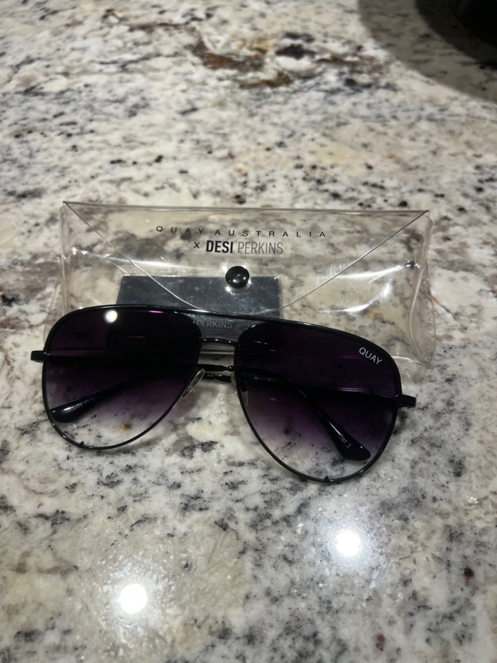 Quay Australia Aviator Sunglasses in Purple and Black